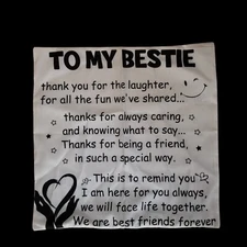 TO MY BESTIE Decorative Throw Pillowcase White Black 17.25 x 17.25 NEW