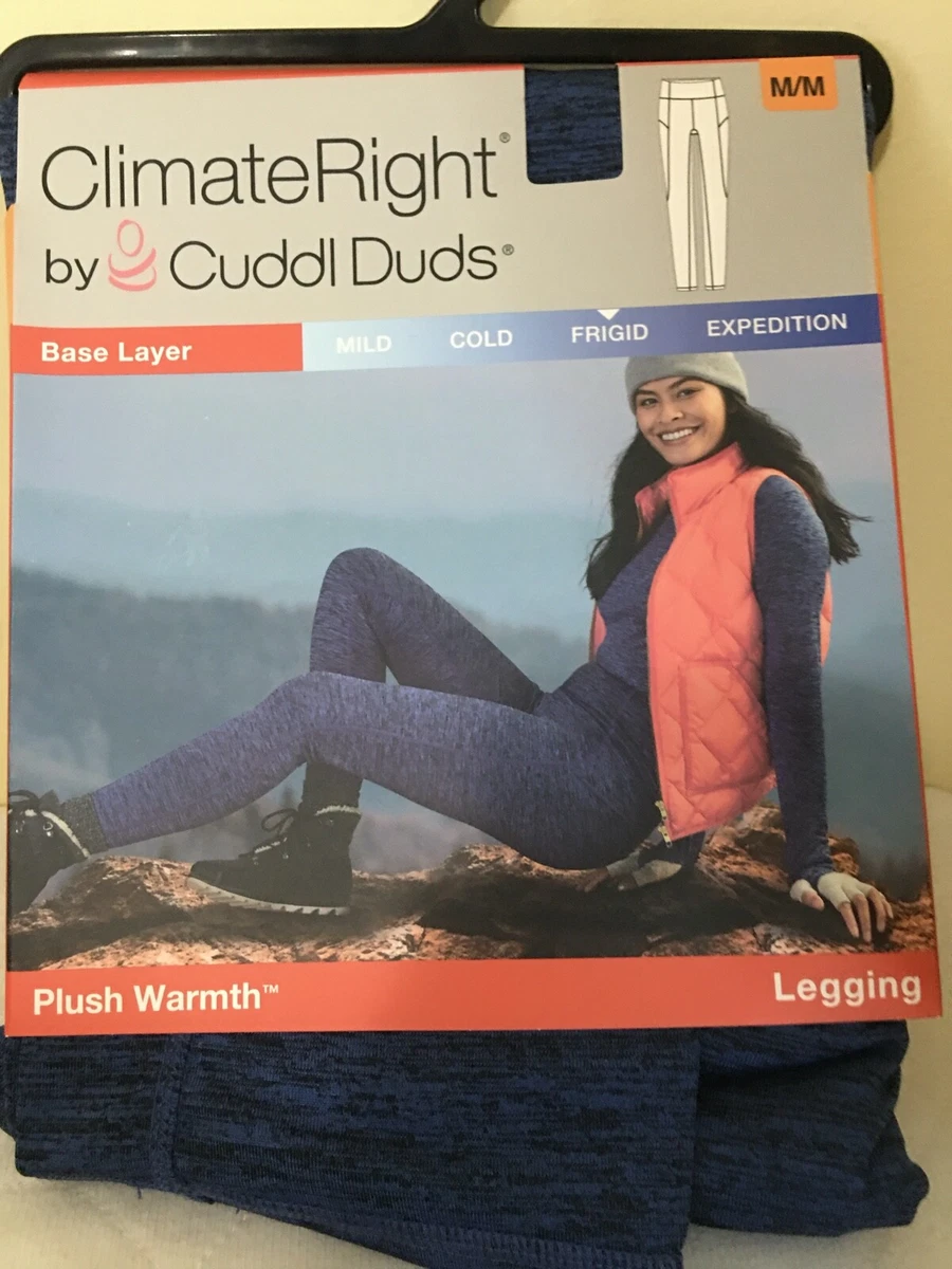 New Climate Right Cuddl Duds Women Plush Warmth Leggings Blue many sizes