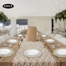 25 Packaged Western Food Plates 32cm Plastic With Transparent Gold Thread Beads