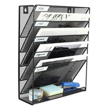 Wall File Holder 5 Tier Vertical Hanging File Organizer Wall Mount Paper Folder