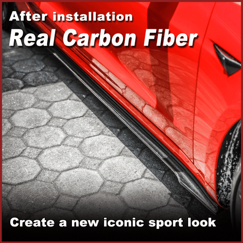 Faldas laterales de carbono faldas laterales accesorios faldones para Tesla Model 3 2016-2023 - Imagen 3 de 15