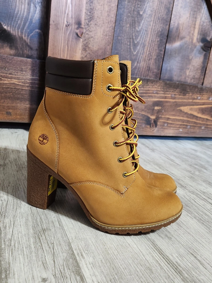 NEW Timberland Boots Tillston 6 Inch Wheat Nubuck Leather Boots A1KJH Womens 8.5
