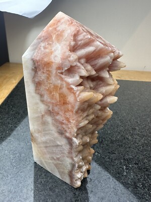 Rot gebänderter Calcit Turm Cluster Point Kristall Schweinestein Edelstein Zähne 652g P4