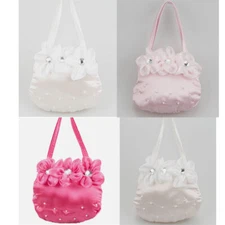 Girls Kids Little Lady Dress Up Handbag Evening Wedding Bag 3 Flower Crystals