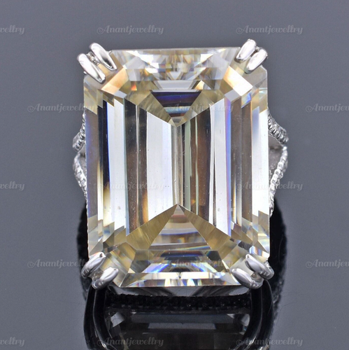 Rare Bague Solitaire Diamant Blanc Traité – 25 Carats, Argent 925, Certificat IGTLR