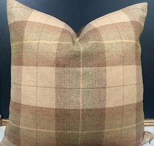 Ralph Lauren Barnfield Plaid Fawn Italian Wool Custom Pillow Cover All Sizes