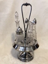 Antique Victorian Middletown Plate Co.Caster Cruet Set-Quadruple Plate 5 Piece.
