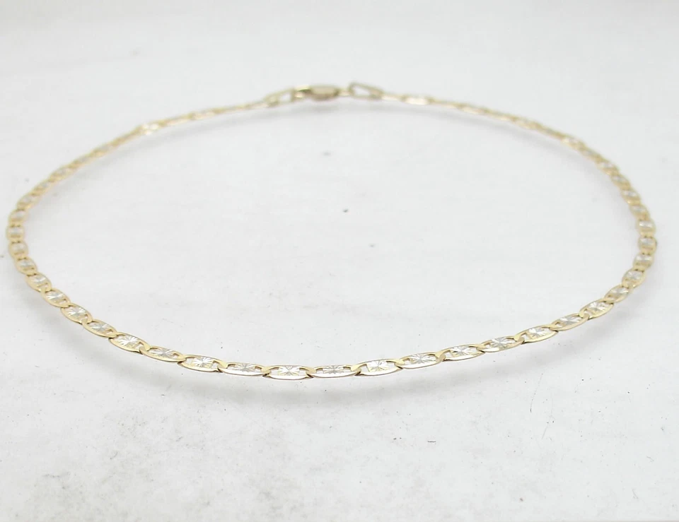 Valentino Sunbeam Chain Anklet Ankle Bracelet Real 10K Yellow White  Gold - Image 3 of 4