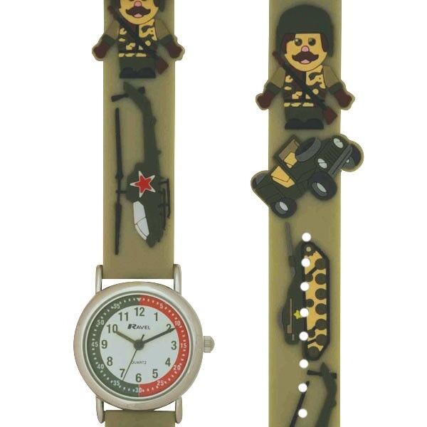 Childrens Army Helicopter Jeep Quartz Watch G'tee 3D