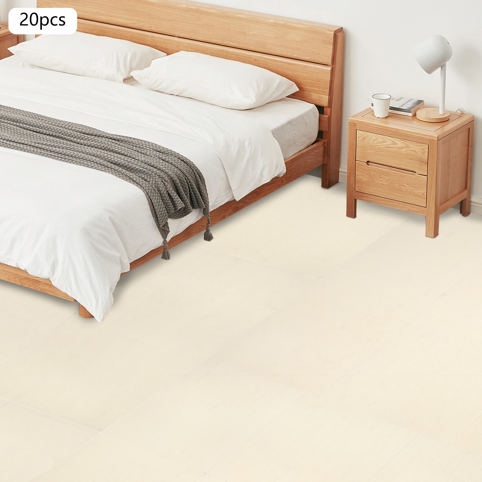 20 Pcs Square Carpet, Peel and Stick Floor Carpet Self-Adhesive Carpet Off-white thumbnail 6