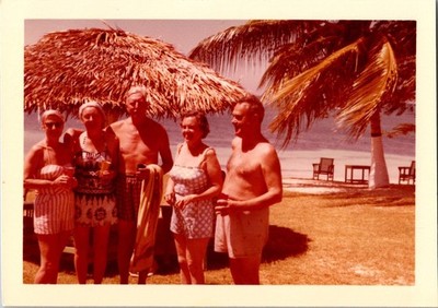 Beach Vacation 1957 Snapshot Photograph Discovery Bay Caribbean Ocean
