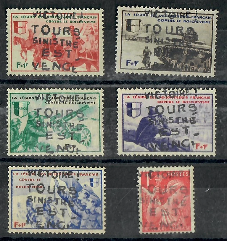 RARE++ LIBÉRATION TOURS Sinistré / série LVF + Iris 1f, tous neuf sans gomme - Photo 1/1