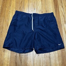 Vintage Nike Board Shorts Mens XL Blue Lined Spell Out Beach Surf Swim Trunks