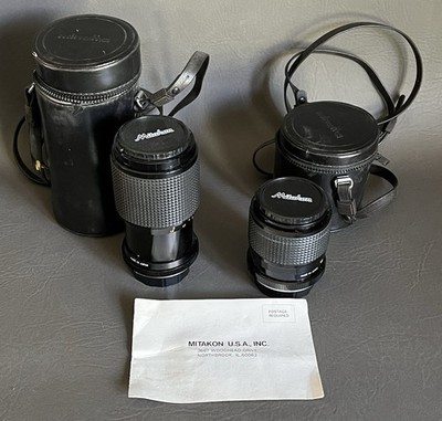 MITAKON LENS LOT MC ZOOM 1:45 35-70mm & 70-180mm 52 Lens With End Caps & Cases