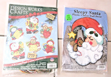 Design Works Crafts, 2 plastic canvas craft kits, Santa 1621  ornaments 1677