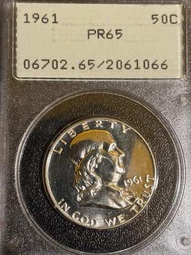 1961 Proof Franklin Half In Old PCGS Rattler Holder PR65 Ogh
