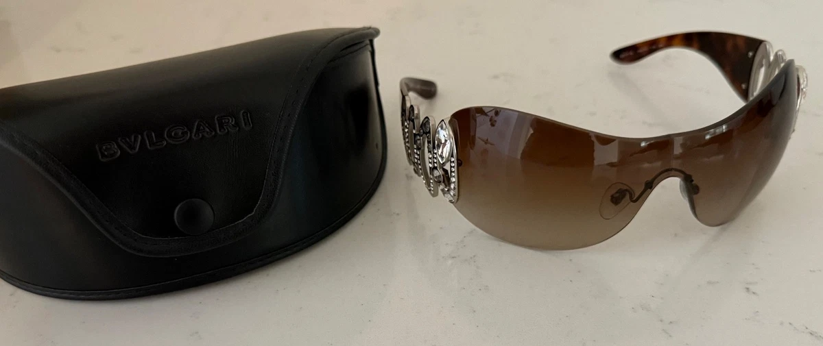 BVLGARI ブラウンサングラス クリスタル装飾 Bvlgari Shield Brown Sunglasses for Women for sale | eBay