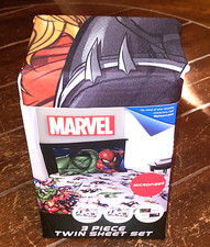 Marvel AVENGERS 3pc Twin Sheet Set 1 Fitted, 1 Flat Sheet 1 Pillowcase