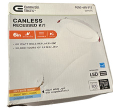 Commercial Electric 6 Pro LED Canless Recessed Light Adjustable CCT White Open