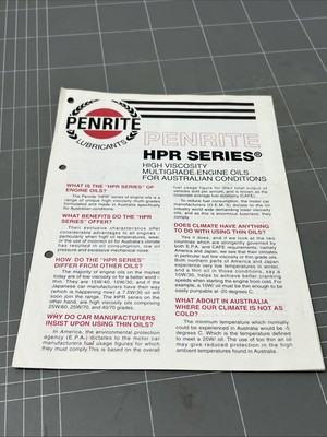 VINTAGE BROCHURE PENRITE HPR SERIES OIL LUBRICANTS MANCAVE MUSCLE RACE CAR