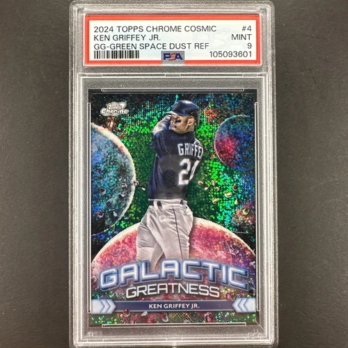 2024 Topps Cosmic Galactic Greatness Ken Griffey Jr Green Space Dust /75 PSA 9