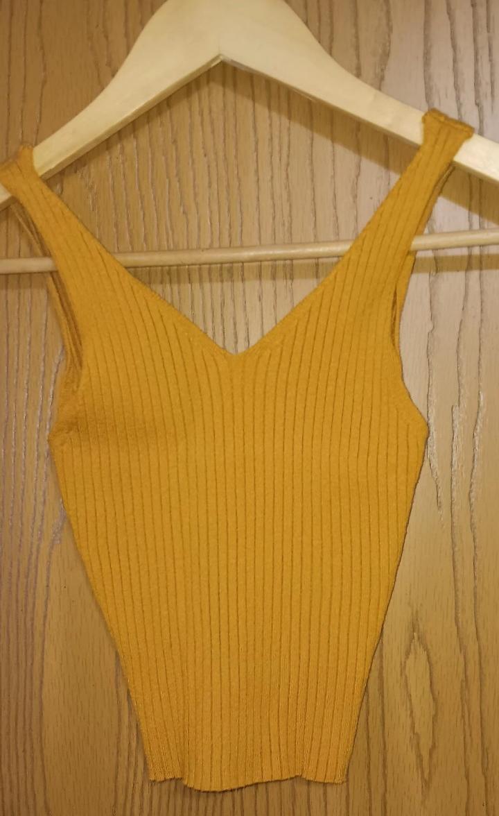 Active USA Tank Top Crop Top Womens Size Small Petite Burnt Orange Ribbed