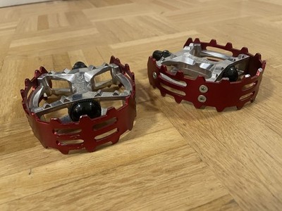 Wellgo Beartrap Pedale   1/2 Zoll   Oldschool BMX   Rot/Silber Suntour MKS XC-II