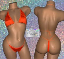 EXOTIC DANCE WEAR: SOLID ORANGE 2 PIECE SET