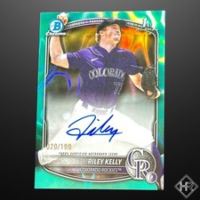 2025 Bowman Draft Chrome Riley Kelly 1st Bowman Aqua Lava Refractor /199 Rockies