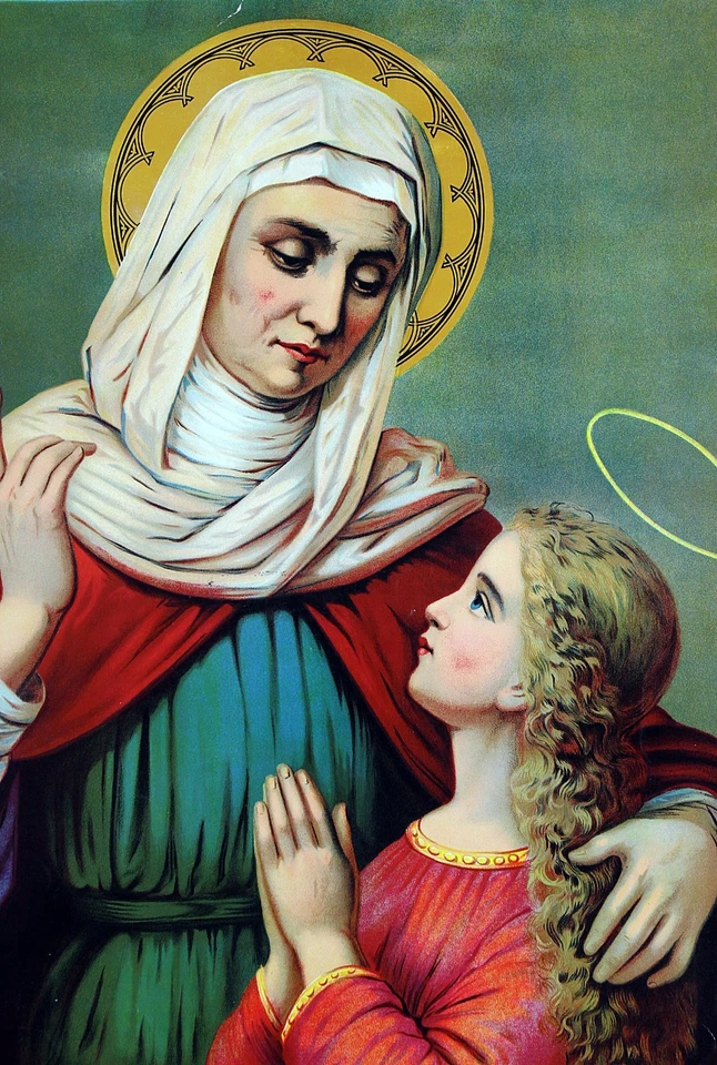 Saint Anne Chromolithographie schöne Farbe 16 x 20 RAR Original 1890er Jahre - Bild 2 von 4