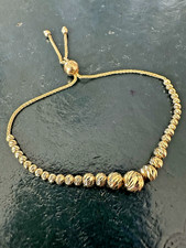 BOXED Vintage 14K Gold Graduated Faceted Beads Wheat Chain Bracelet – Adjustable