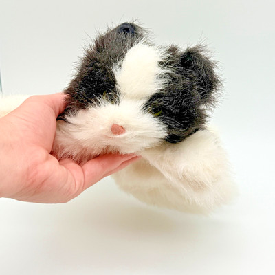 Folkmanis Black  White Kitten Hand Puppet Toy Plush Realistic Kitten Furry Folk