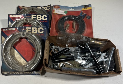 Parts Lot Motorcycle ATV Brake Shoes and misc Tool Kit tools