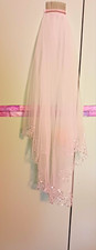 White Tulle Wedding Veil - Net Material with Beaded Edge Trim