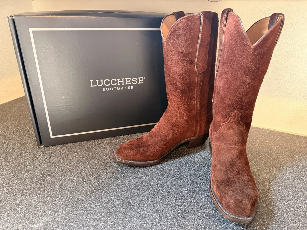 Lucchese Suede Platform Roper Boots Men\'s 13D Western Cowboy Suede Boots Brown Lucchese for Men | eBay main image 3