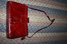 Vintage Genuine Red Eel Skin Satchel Handbag Made in Korea Shoulder Bag 12X8