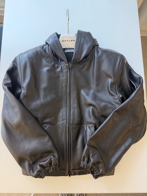 Justin Bieber SKYLRK Hailey leather hooded jacket medium black | eBay