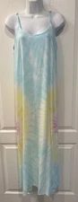 Kiwi And Punch Tie Dye Long Sundress Gown Womens Size L/XL Sleeveless Rayon Maxi