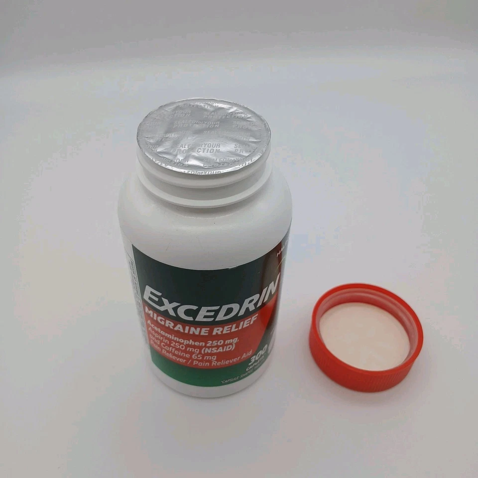 Excedrin Alivio del Dolor Migraña Aspirina Acetaminofén Cafeína 300 Ct 09/2027 Foto 2 de 3