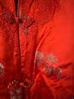 VINTAGE 1960s 70s Peony Shanghai China  Red Satin Kimono Robe Midi Size 42 Lined — photo 4