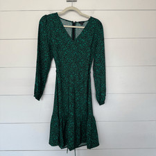 Ann Taylor Women’s 4 Green Black Emerald A Line Dress New Career Work Office Cor