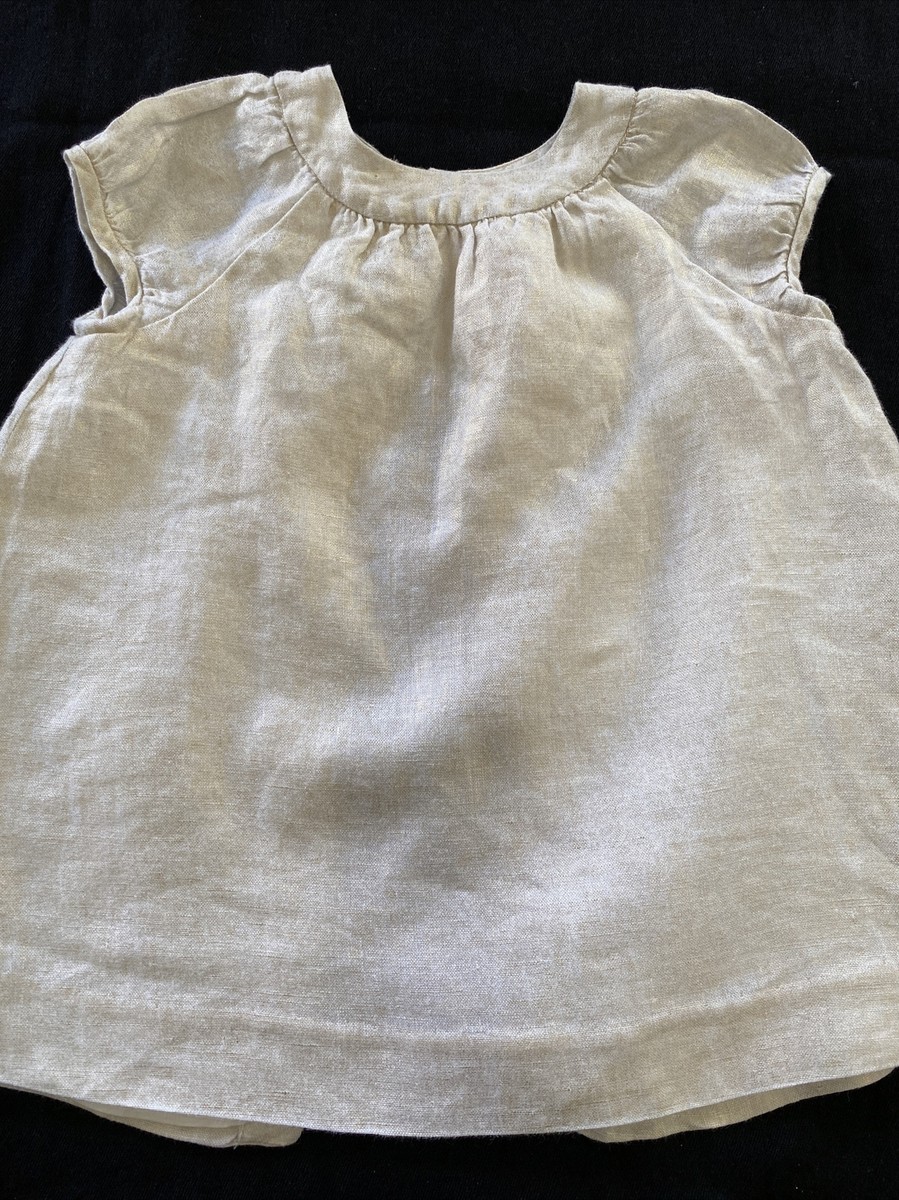 Bonpoint EUC Shimmering Gold Linen Fully Lined Puff Sleeve Dress -12 Months  | eBay