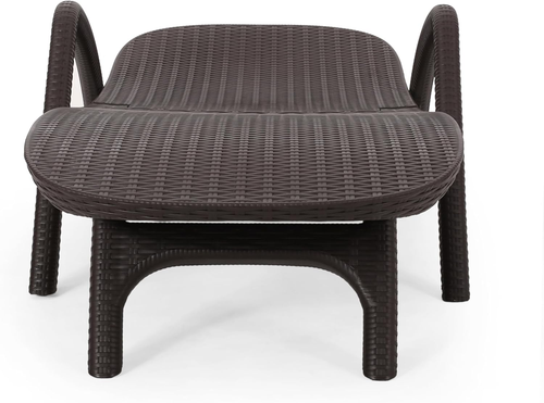 Outdoor Chaise Lounge Dark Brown Polypropylene Resin Weather-Resistant - Picture 4 of 12