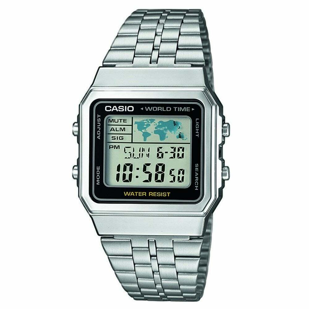 Casio Watch A500WEA-1EF Mens Retro Digital  World Time RRP £45.00