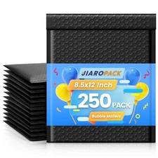 250x Poly Bubble Mailers 8.5x12 Padded Envelope 8.5x11 Padded Mailers Bulk Black