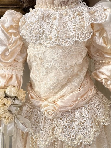 VTG Victorian Bride Doll Porcelain Franklin HEIRLOOM ' Bebe Bru ' T 21" - Picture 10 of 13