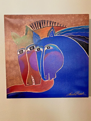 Laurel Burch Peruvian Mares Couple Horses Art Print on Canvas 15'' x 15''