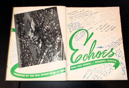 ECHOES 1946 yearbook, TRIER HIGH SCHOOL, Winnetka Illinois, w/ diploma & extras - Picture 2 of 6