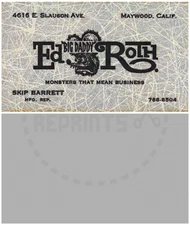 ED "BIG DADDY" ROTH BUSINESS CARD - RAT FINK LOGO - VINTAGE REPRINT