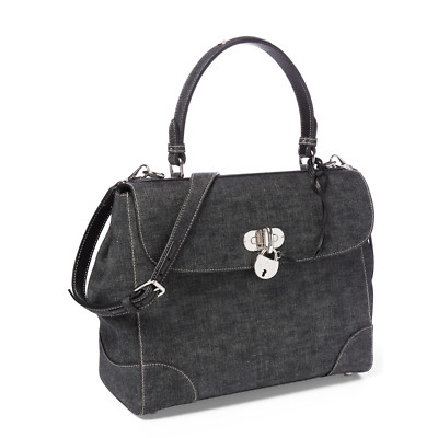 Ralph Lauren Purple Label Collection Medium Denim Tiffin Bag New
